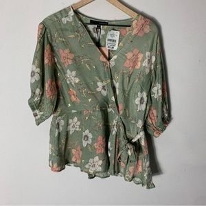 Sage Floral Peplum Shirt